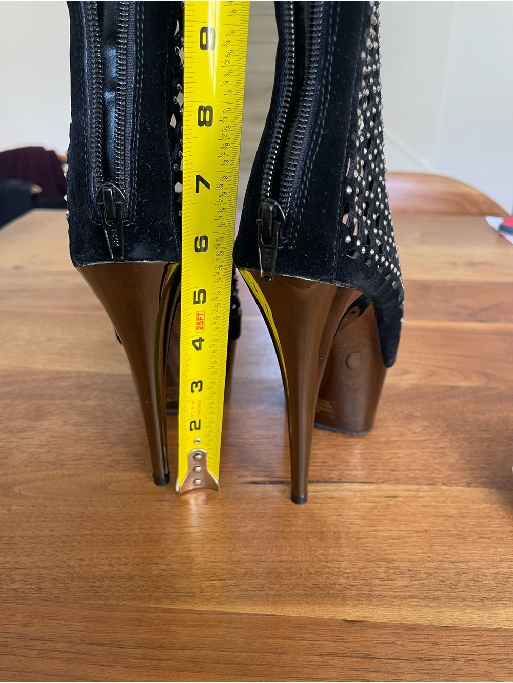Pleasers Black Cutout Platform High Heel Booties New - Picture 4 of 8